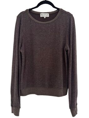 Wildfox Baggy Beach Jumper Oversized Pullover Sweatshirt Scoopneck Minimal Brown